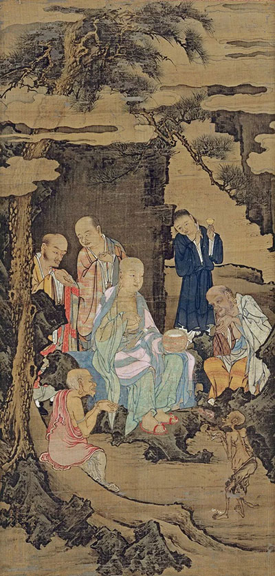 【南宋】林庭珪 五百罗汉图轴：施饭饿鬼 1178年